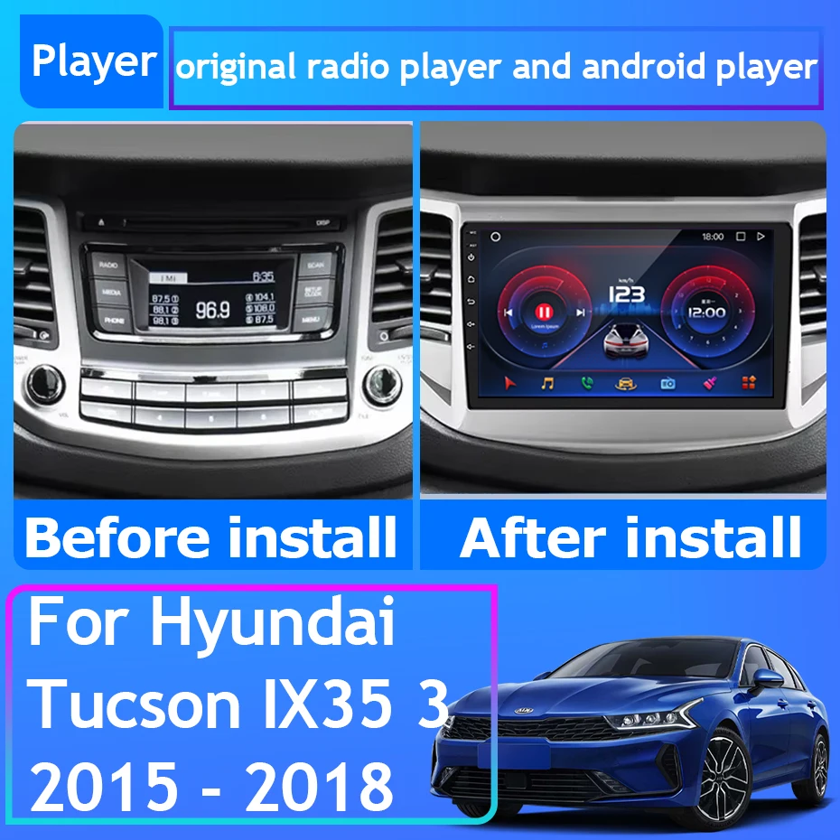 Car Radio Carplay For Hyundai Tucson IX35 3 2015 2016 2017 2018 Navigation GPS Android Auto Multimedia Player Stereo 4G No 2din