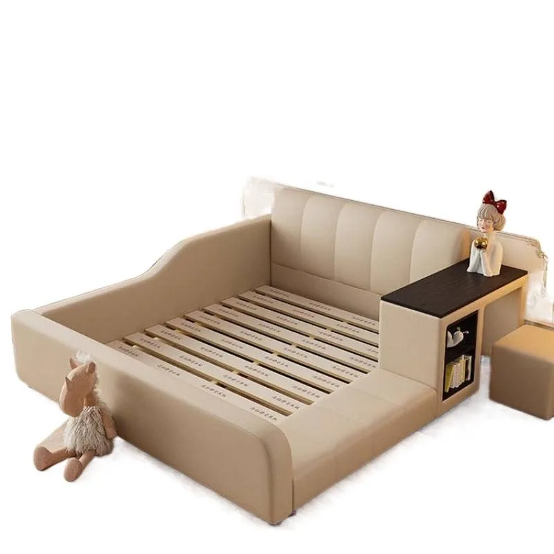 Multifunctional tatami, integrated storage in the bedroom, modern simplicity, leather bed