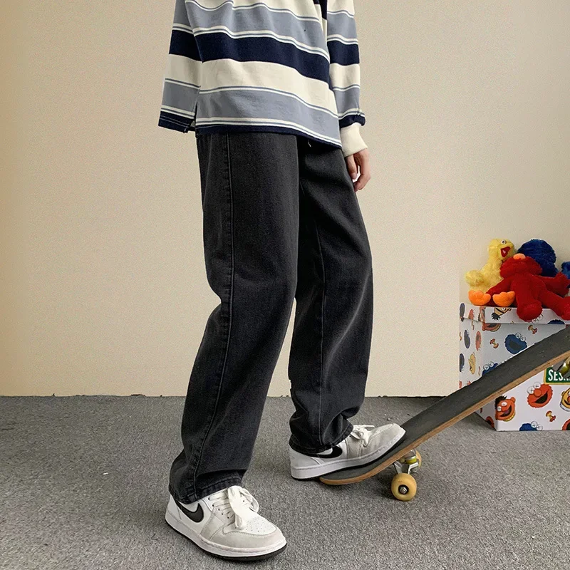 Prowow Lente/Zomer Pop Hong Kong Stijl Jeans Heren Losse Rechte Pijpen Wijde Pijpen Broek Mode Trend Casual Papa Broek