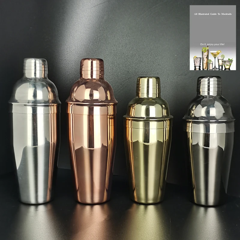 Black/Rose Gold 550ml Cocktail Shaker Martini Shaker Stainless Steel Mixer Bartender Tools Strainer Bar Shakers Recipe