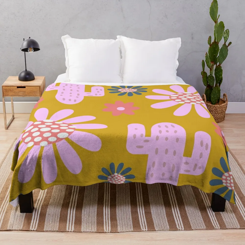 Nursery cactus decor Throw Blanket For Sofa Thin Decoratives Personalized Gift Blankets