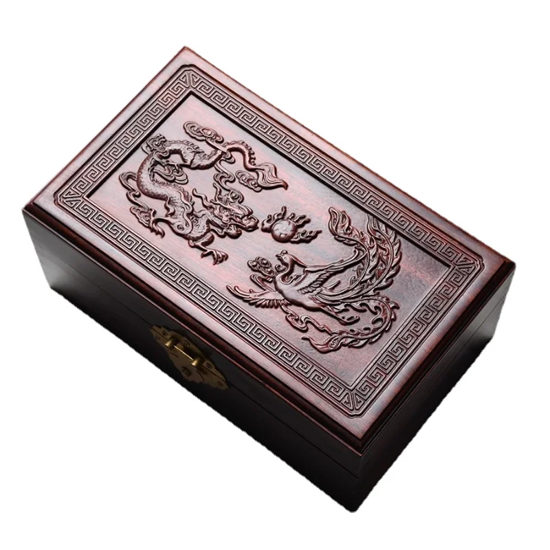 

Chinese Style Carved Rosewood Dowry Wedding Jewelry Box Wooden Dowry Jewelry Box Ring Necklace Storage Solid Wood Jewelry Box