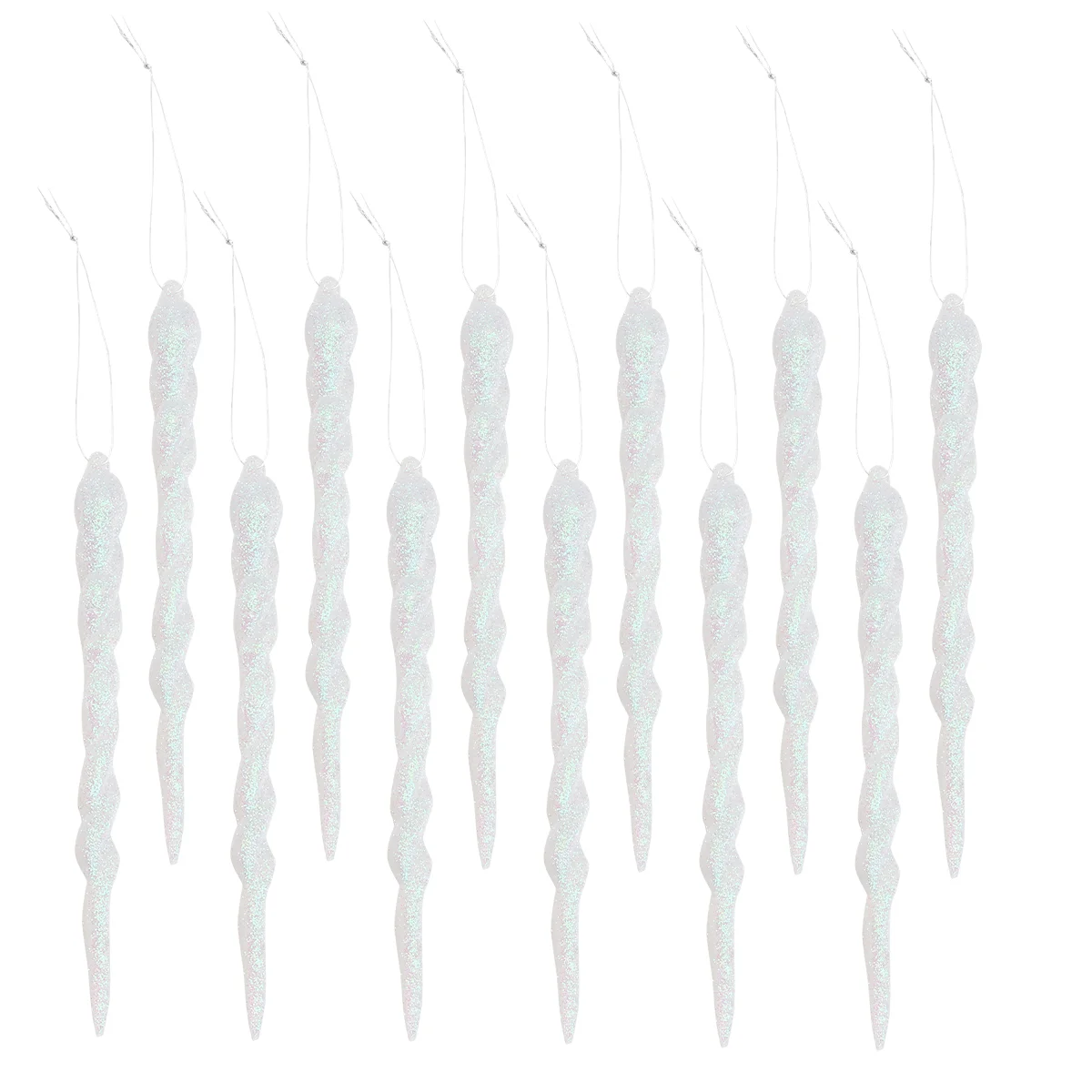 12 Pcs Wedding Decorations for Ceremony Simulation Ice Icicles Christmas Tree Pendants Glass Xmas White Hanging Decors