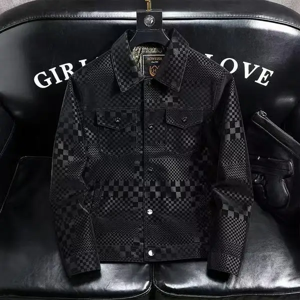 Men\'s Jacket Autumn Winter Slim Plus Fashion trend Thickened Biker Casual Coat Men plaid Leather Jacket