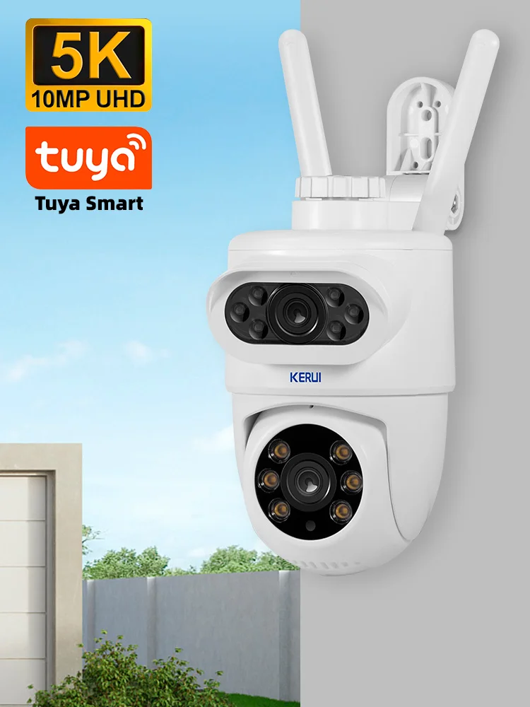 KERUI 10MP 5K HD Dual-Objektiv WLAN IP-Kamera für Außenbereich, PTZ-Kamera, Kabellos, Kompatibel mit Tuya Smart Home Security CCTV Videoüberwachung