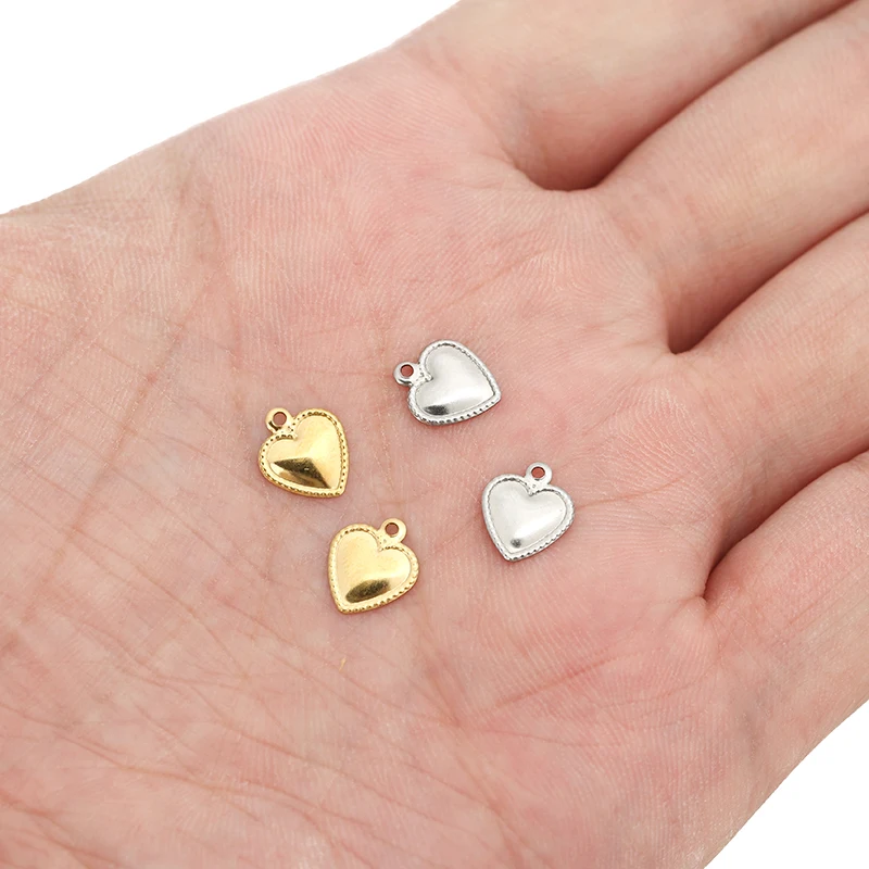 50pcs Stainless Steel Small Love Heart Charms for Necklace Extended Chain Charm Bracelets Tail Chain Tag Jewelry Accessories image 6