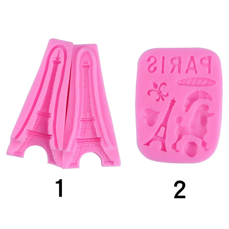 English Letters Paris Eiffel Tower Poodle Modeling Silicone Mold DIY Baking Brickearth Silicon Mould 15-279