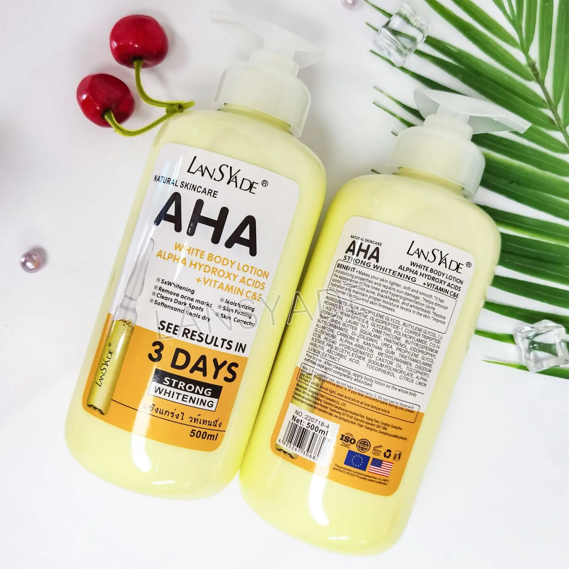 500mlAHA fruit acid VC body milk VE skin brightening moisturizing fading acne marks firming skin moisturizing milk Skincare