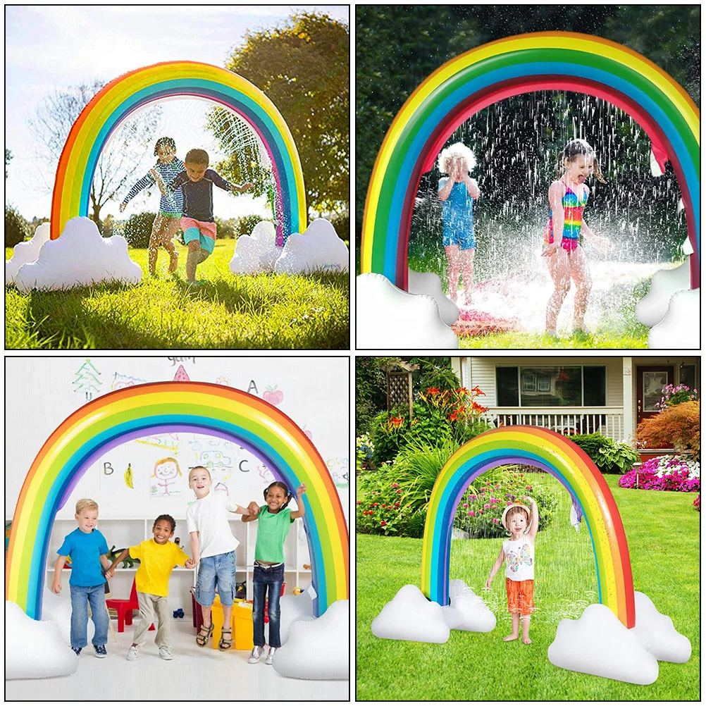 Inflatable Rainbow Sprinkler Arch Pvc Material Sturdy Water Toy Kids Beach Play Summer Vacation Outdoor Toys