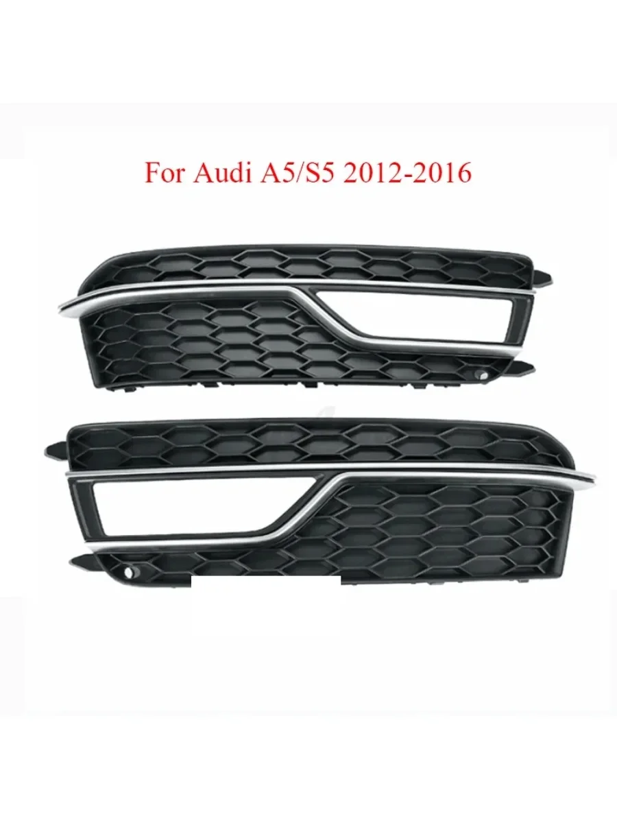 

Front Bumper Honeycomb Fog Light Lamp Grille Chrome Grill Cover Fit For AUDI A5 S-Line S5 2012-2016 8T0807681M 8T0807682M