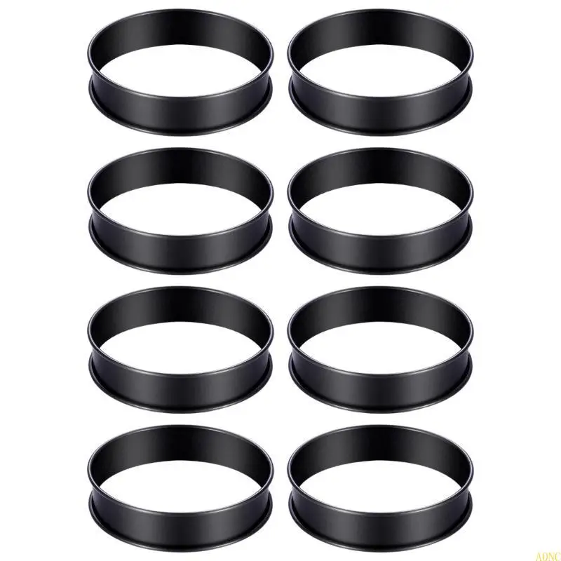 A0NC 8 قطع قوالب طهي معدنية متعددة الاستخدامات، قوالب الكعك الإنجليزية، حلقات الخبز الصغيرة #4