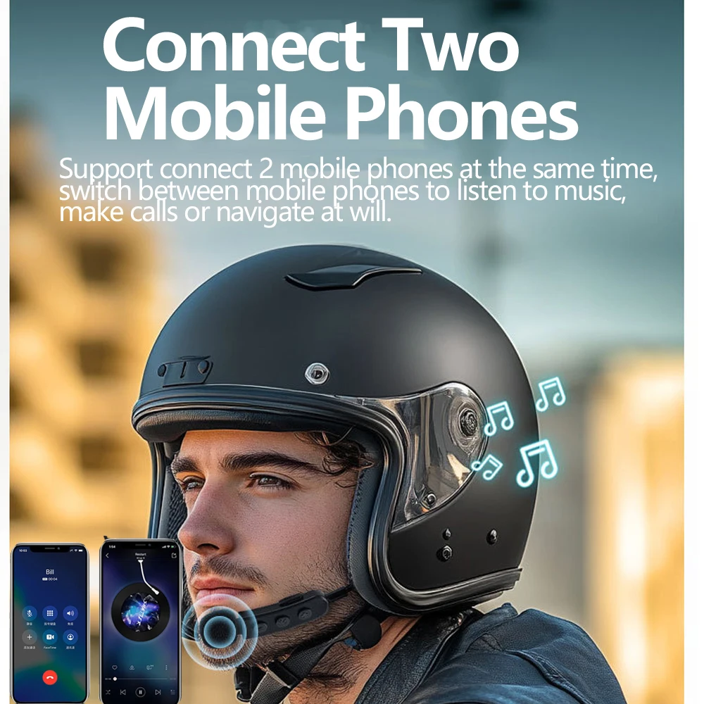 Bluetooth Motorcycle Helmet Headset Wireless Headphones With Microphone Earphone ENC Noise Cancelling Handsfree Talking Driving