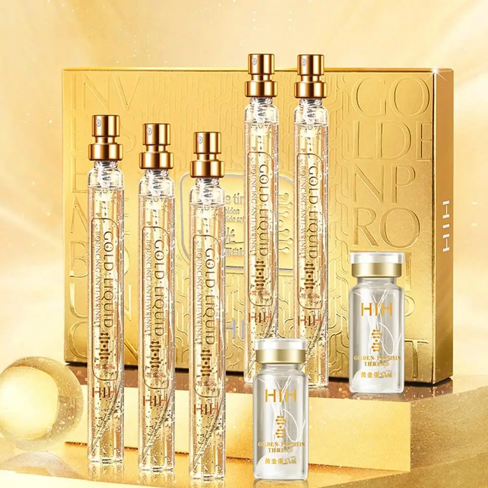 

Набор для лифтинга кожи HIH 24K Gold Collagen Thread Lifting Serum Kit: Впитывающиеся шелковые протеиновые нити для мгновенного омоложения, уменьшения морщин и ухода за кожей