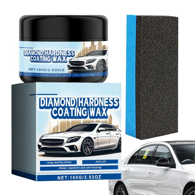 Car Scratch Wax 100g High-Gloss Shine Car Wax Paste Vehicle Wax Sponge Included Provides Lasting Shine & Protection Resists