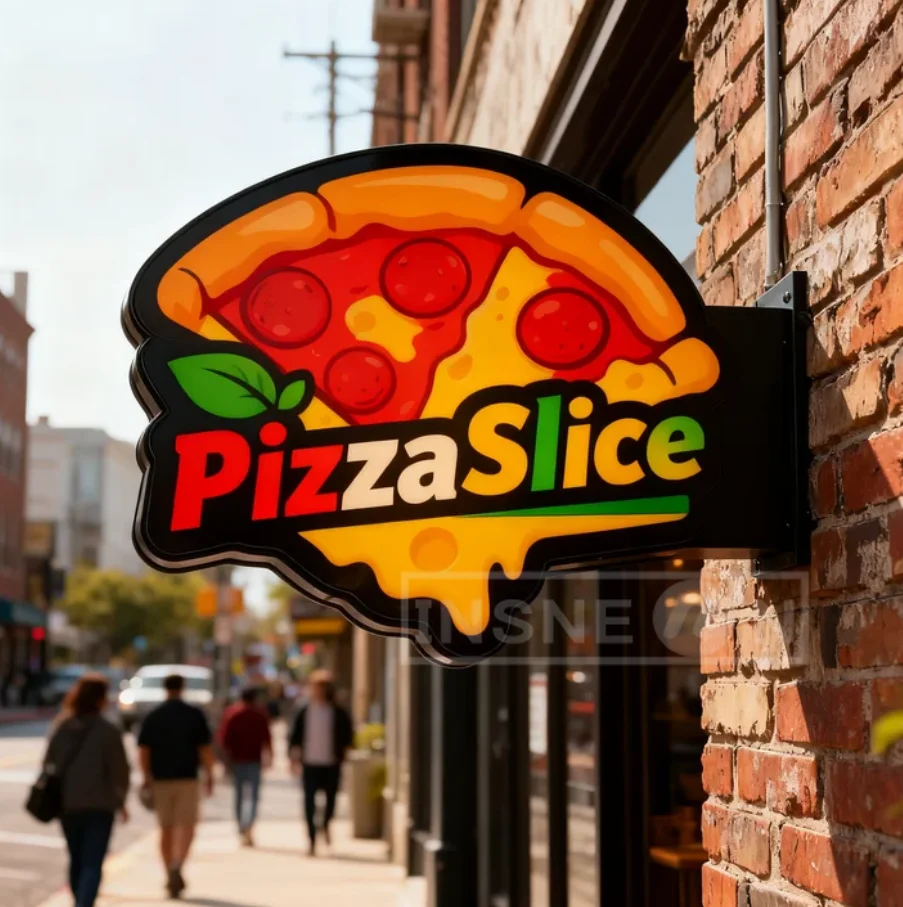 

Custom LED Sign LightBox Advertising Double-sided Signage Mounted Exterior Art Wall Deco Pizza Outdoor Business Logo Waterproof