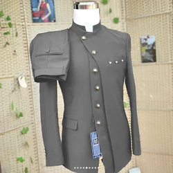 African Style Men's Suit 2 Piece Single Breasted Blazer Wedding Groom Tuxedo Silver Button Formal Party Blazer Elegant Suit Men