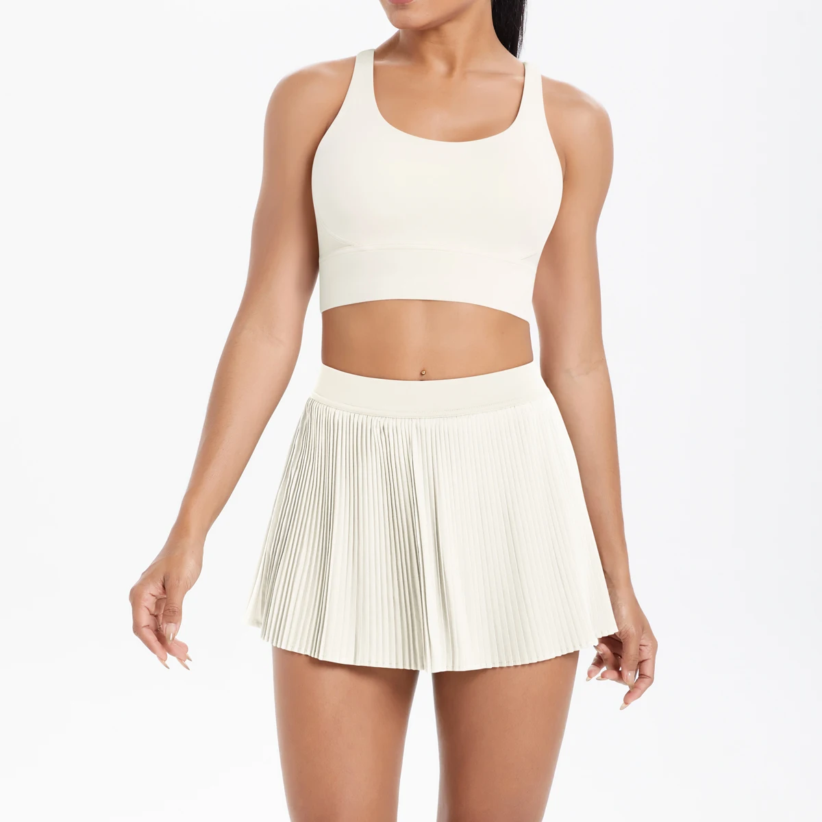 

Women Summer Tennis Clothes Solid Color Outdoor Gym Running Suit Breathable Quick Dry Workout Short Sportswear Female Yoga Set