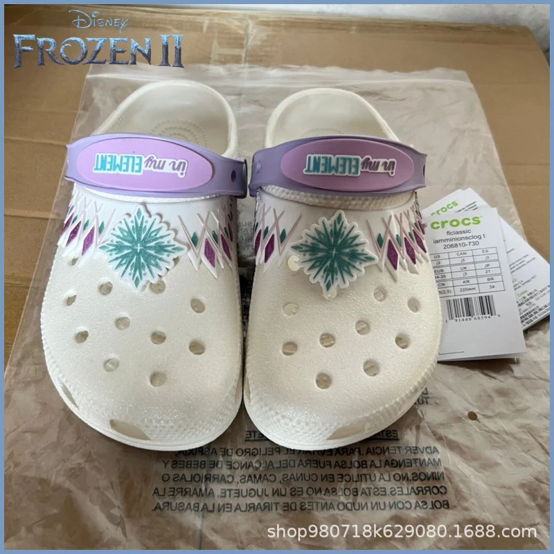 Disney Frozen Princess Elsa Children Slippers Cartoon Solid Waterproof Slippers Outdoor Sandals Casual Ankle-Wrap Eva Shoes Gift