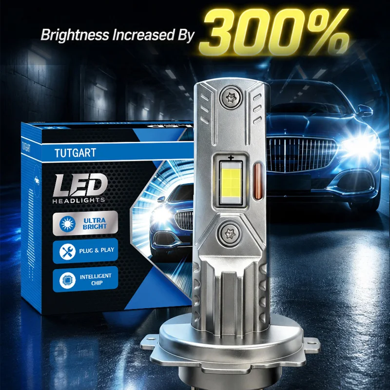 TUTGART LED H1 H4 H7 H11 HB3 HB4 HIR2 Car Headlight 12V 20W Bright High Low Beam 6000K Cool White LED Lamp 1:1 Size Easy Fit