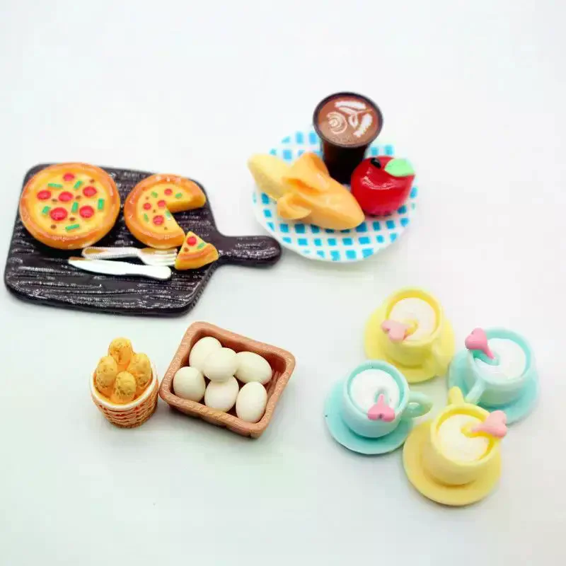 ชุดของเล่นจำลองอาหาร ขนมปัง เค้ก ของหวาน สำหรับตกแต่งบ้านตุ๊กตา ของเล่นเสริมสร้างจินตนาการสำหรับเด็ก ของขวัญ