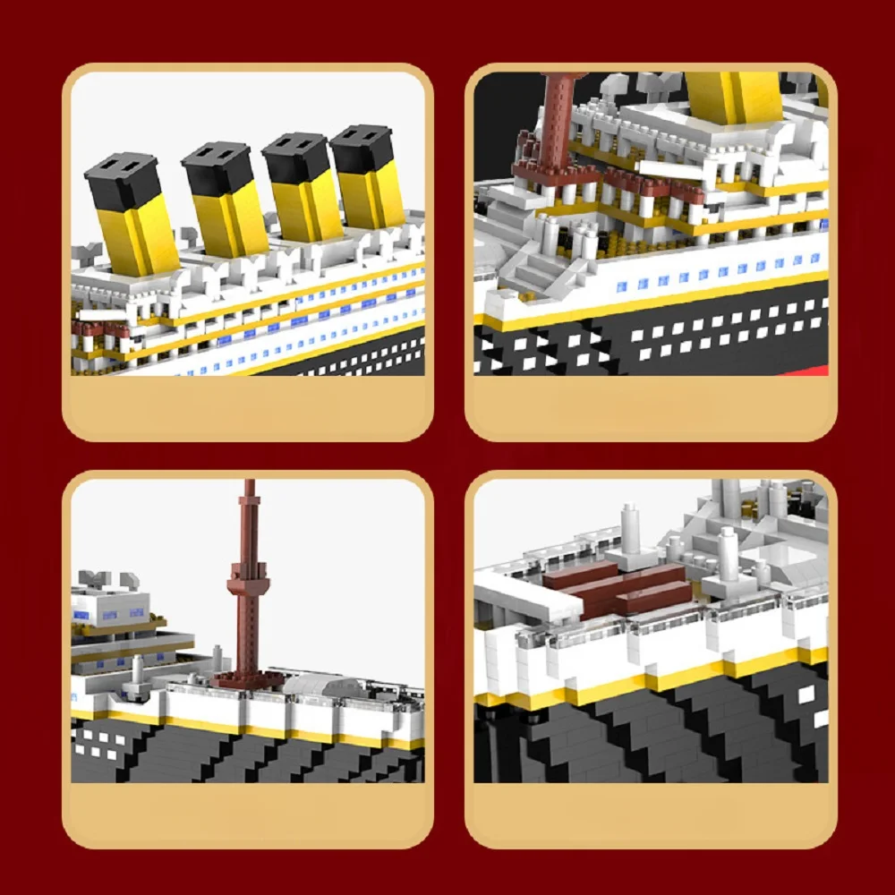 Titanic Giant Ship Boat Building Blocks Luxury Iceberg Cruise Wreck Set Micro City DIY Model Bricks Toys For Children Adult Gift