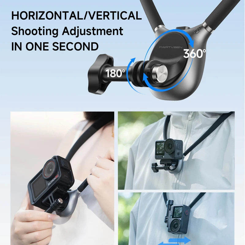 Magnetic Neck Holder Phone Clip for Sports Cameras like GoPro DJI POV Mount for Hands-Free Video Recording Cycling Travel Vlog