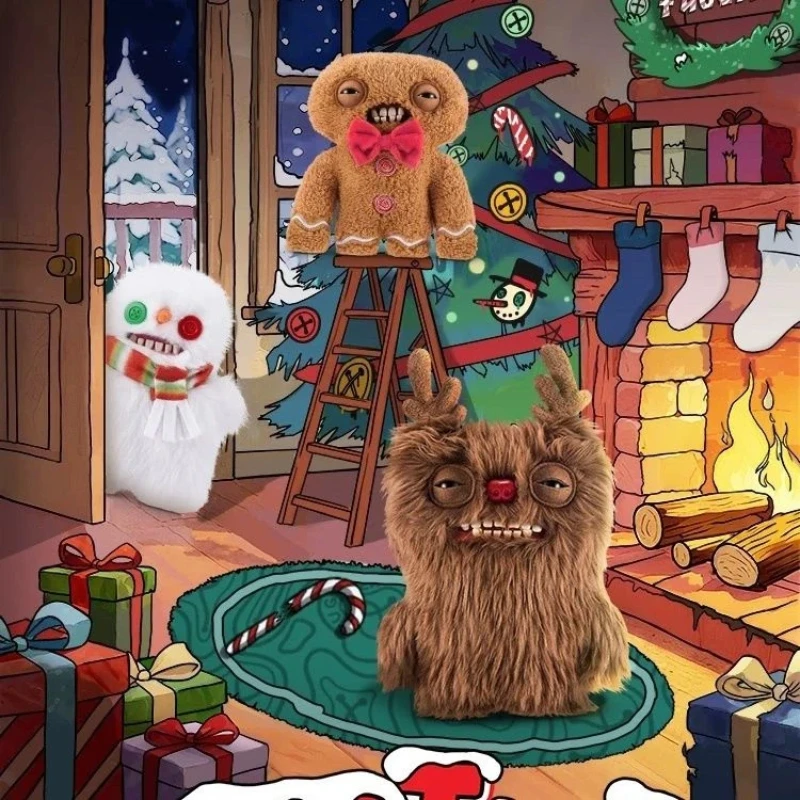 

Fuggler FESTIVE FUGGS Series Plush Toy Funny Ugly Teeth Monsters Reindeer Snowman Gingerbread Design Peluche Dolls for Gifts