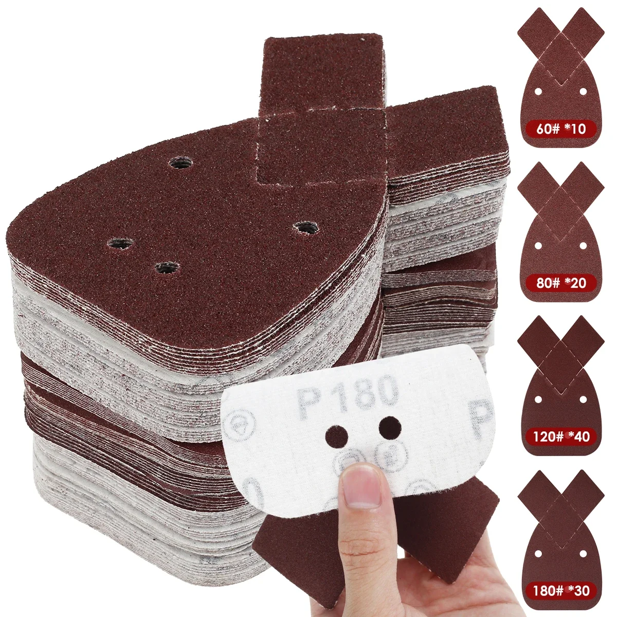 

100/200PCS Mouse Sander Pads 60/80/120/180 Grits Detail Sandpaper Orbital Palm Black Abrasive Paper sanding Pads