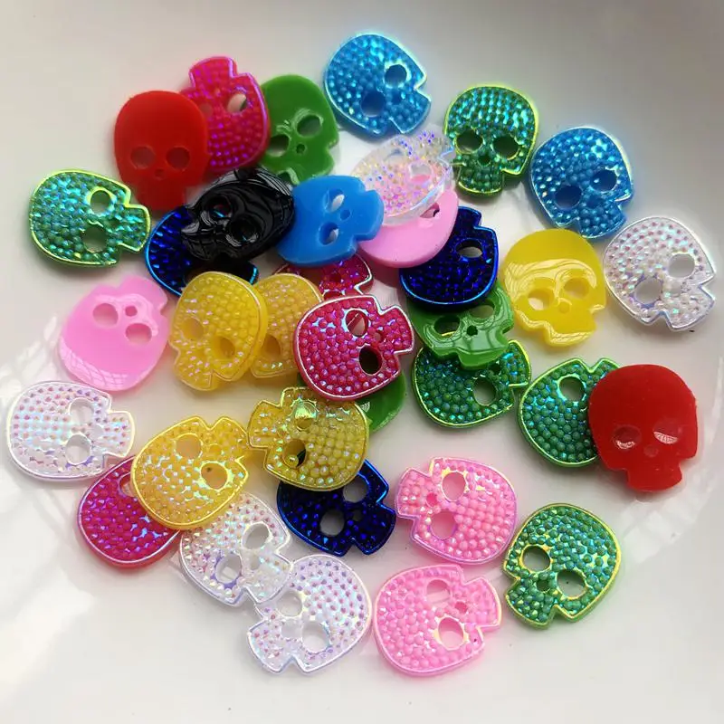 40 pieces of skull resin flat back Rhinestone craft scrapbooking DIY decorative accessories phone flat back