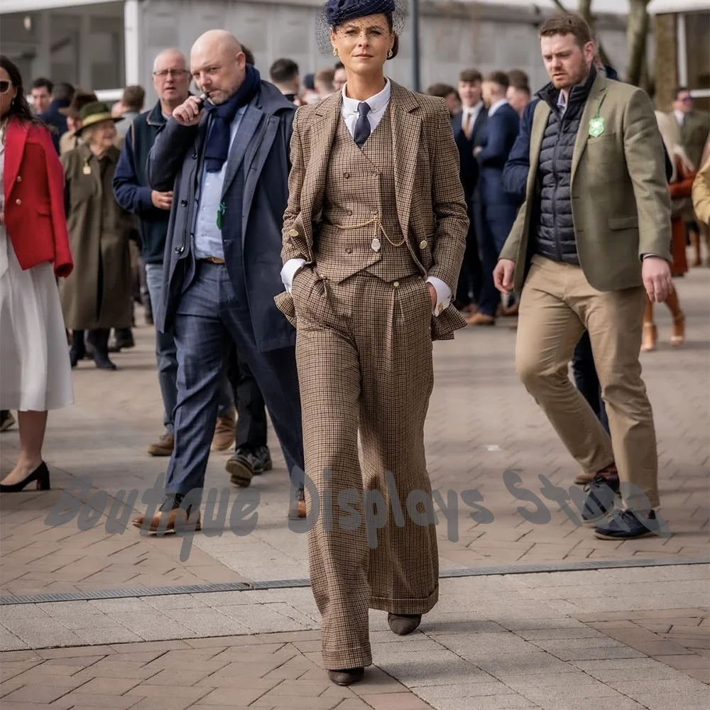 Customized Women's Pants Suit Formal Office Straight Notch Lapel Single Breasted Elegant Chic Female Clothing Three Pieces