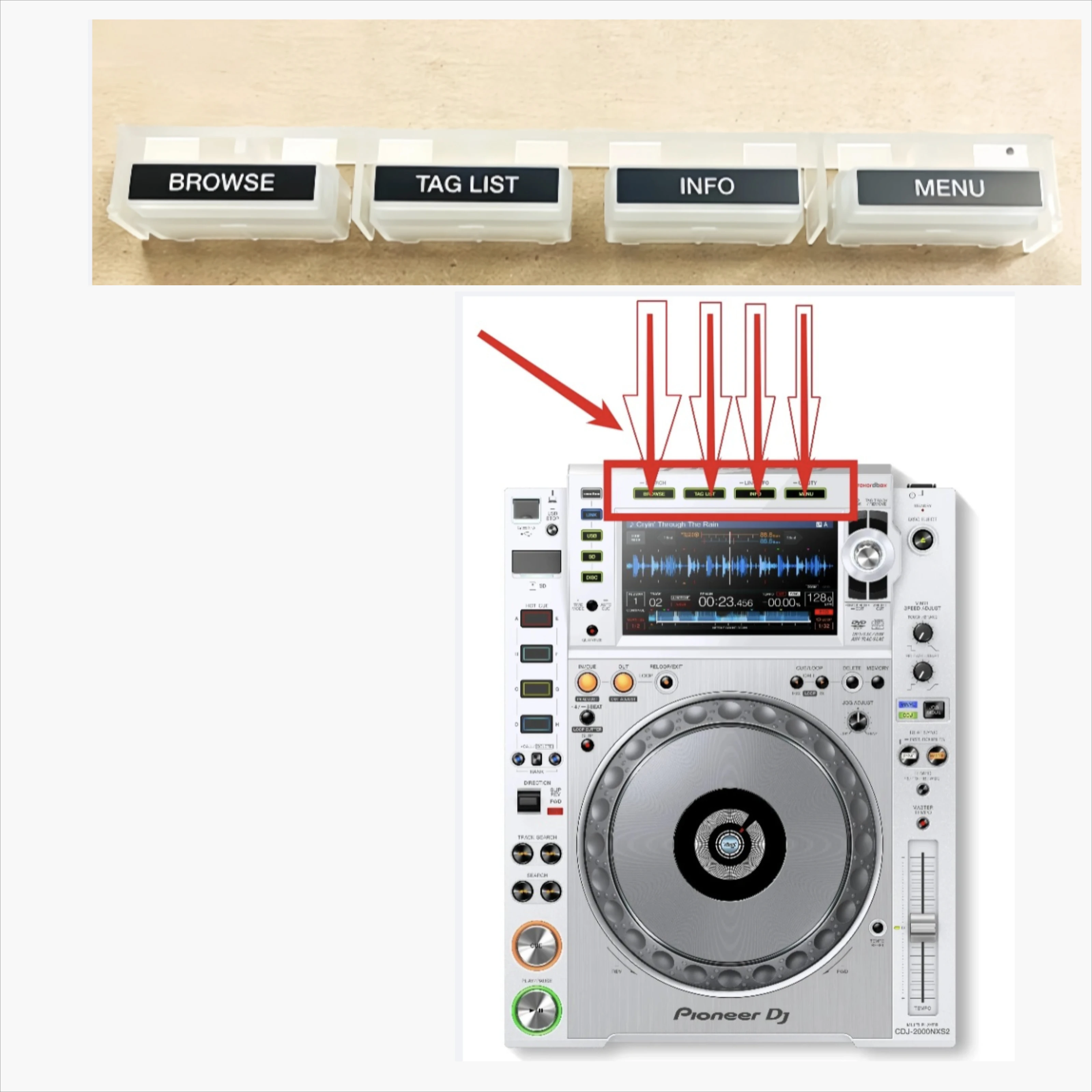 Botones de Pantalla Pioneer DAC2807 para CDJ-2000NEXUS CDJ-2000NXS2, NAVEGAR, LISTA DE TAGS, INFO, MENÚ