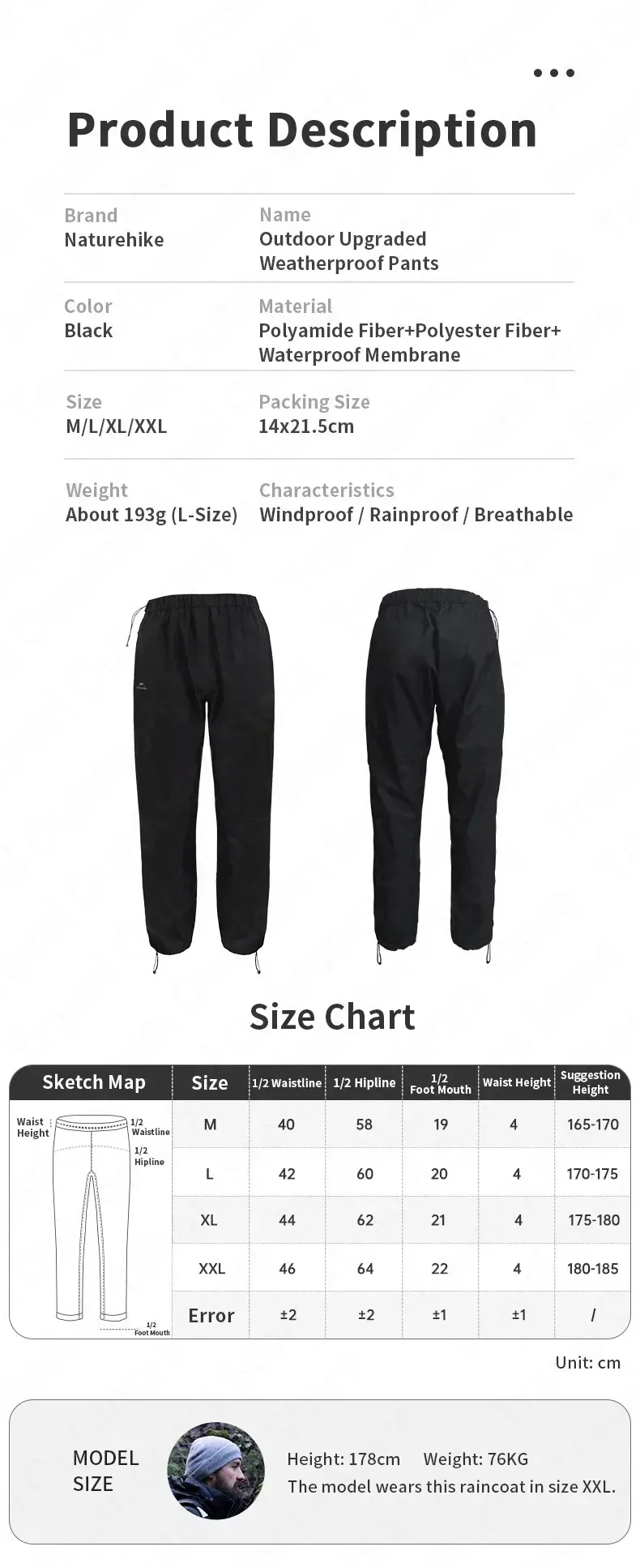 Nature hike regens ichere Hose im Freien tragbare Wander reise wasserdichte atmungsaktive Angel hose Männer Frauen wind dichte Sport hose – Detail 12