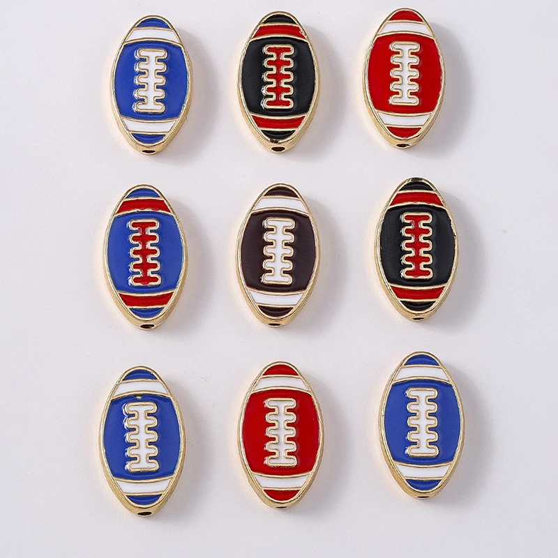 

Duarte 20Pcs/Lot Cute Enamel Sports Rugby Charms Beads for Jewelry Making DIY Handmade Bracelets Necklaces Earrings Accessories