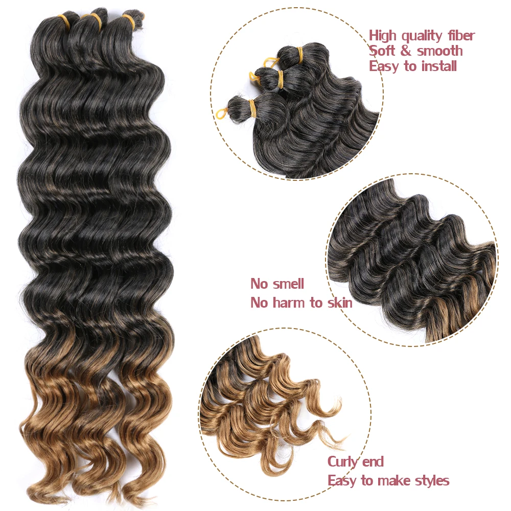 Rambut Crochet Twist Wave Air Lembut Rambut Kepang Sintetis Rambut Keriting Afro Ombre 22 Inci Ekstensi Rambut Kepang Gelombang Dalam Zizi untuk Wanita