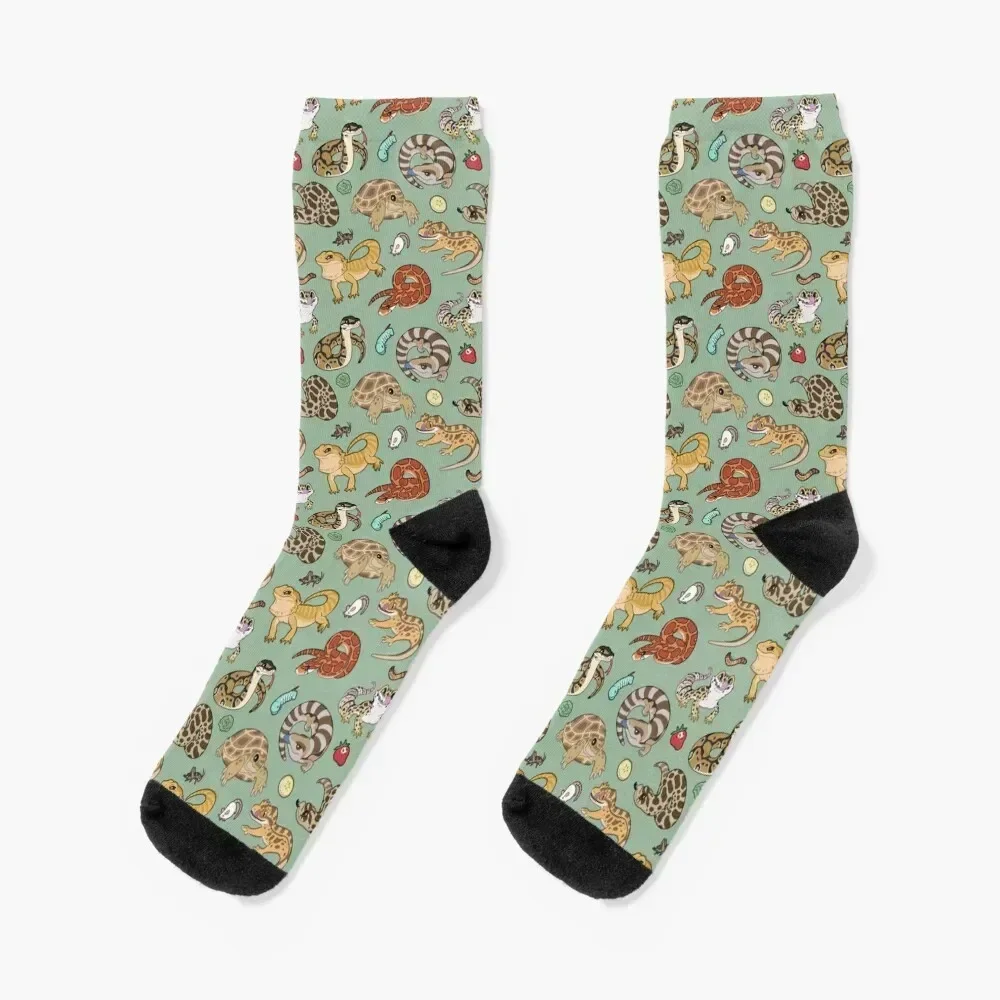 

Reptile Pets Pattern - Green Socks sports stockings funny sock Boy Socks Women's