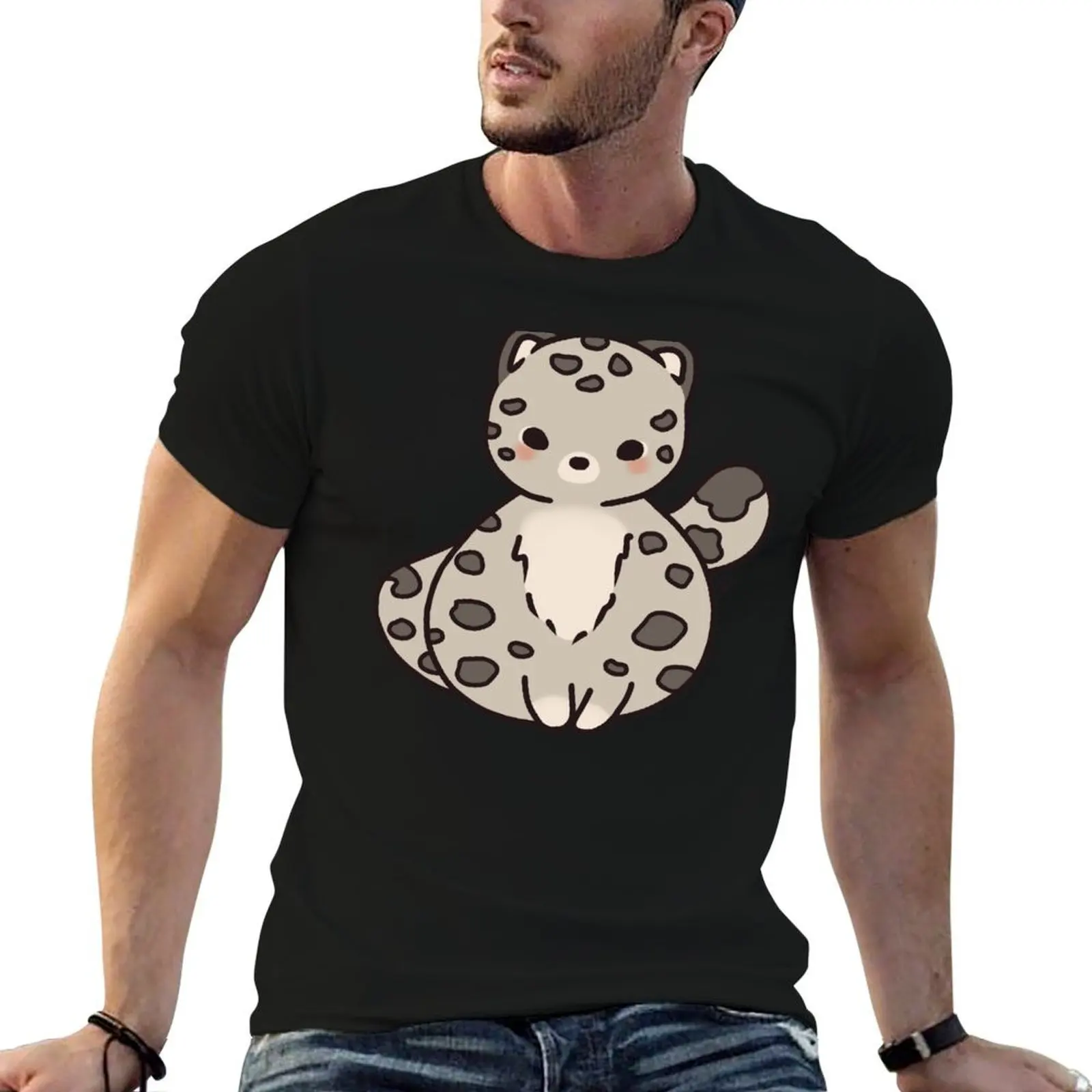 

Kawaii Snow Leopard T-Shirt funny t shirts dark humor t shirt men 100% cotton luxury brand anime t shirts oversize T-shirt