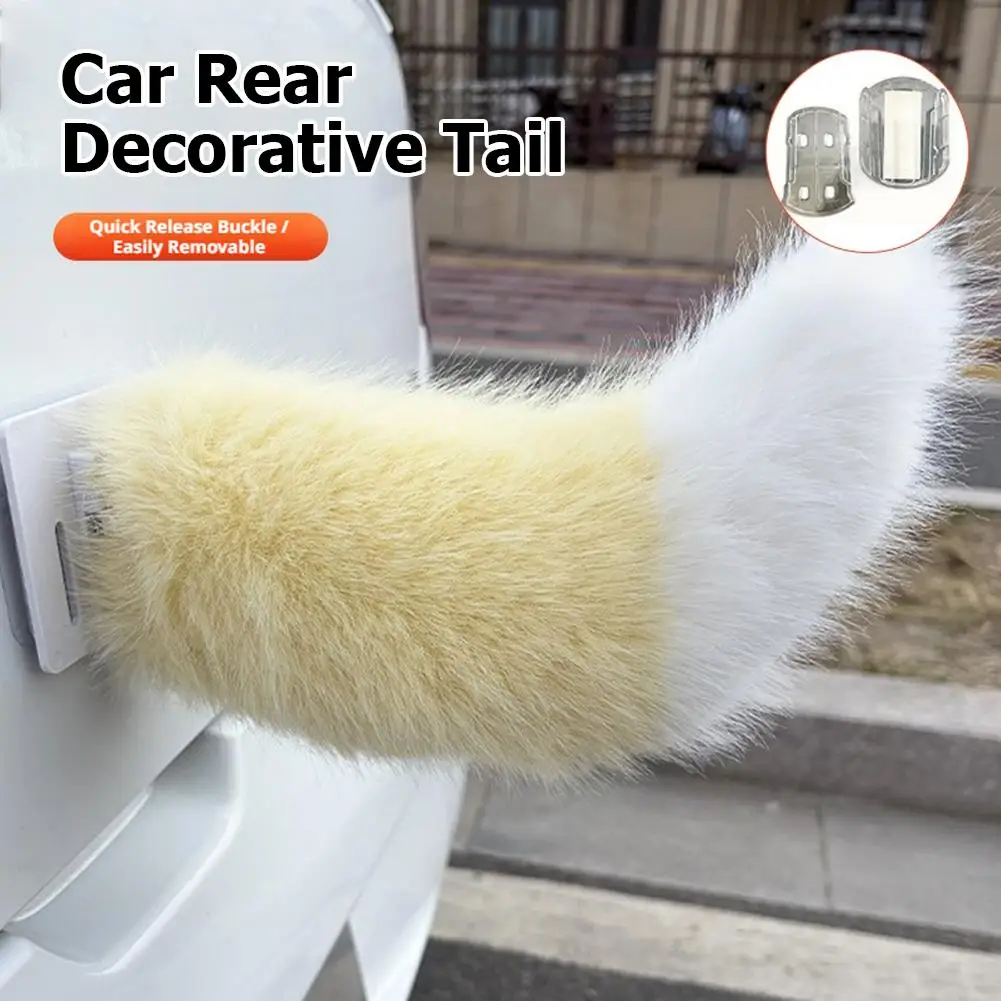 Simulation Fox Fur Electric Wagging Tail Car Decoration Battery Powered Swing Tail Auto Exterior Ornament Cute Fun Toys Gifts