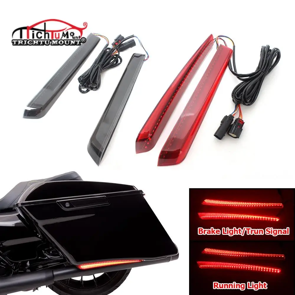 

Motorcycle Rear Saddlebag Extended LED Run Brake Turn Signal Light For Harley Touring Road King Electra Glide Street Glide 14-23