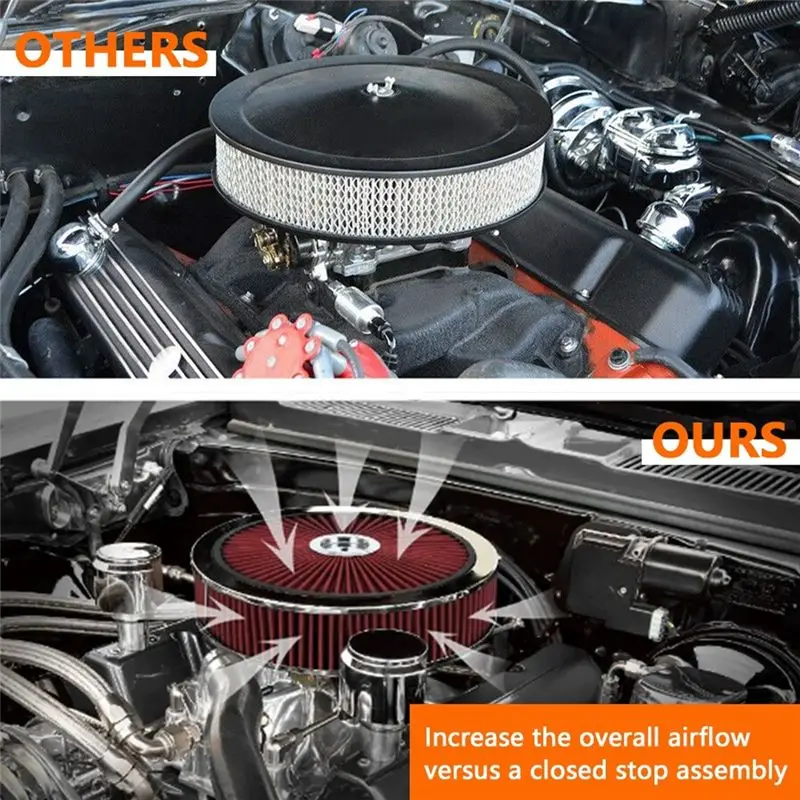 Best-Selling Universal Car 14X3 Air Filter Circle High Flow Air Cleaner Washable 5-1/8 Thread Connection Car Modified Parts