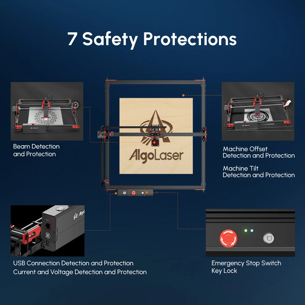 2W/5W/10W/20W Wireless Laser Engraver Cutter Wood Cutting Engraving Machine Router AlgoLaser 40x40CM Wifi APP Offline Control
