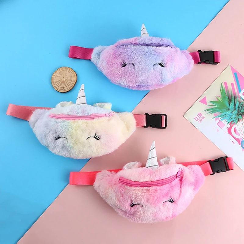 

Unicorn Pony Gradient Color Waist Wallet Card Package Anime Cartoon Coin Purse Travel Chest Bag Kids Plush Toys Adjustable Belt