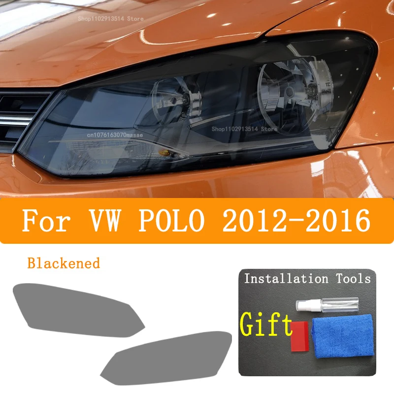 For VW POLO 2012-2016 Car Headlight Protective Film Vinyl Restoration Transparent Black TPU Car Repair Sticker - Image 6