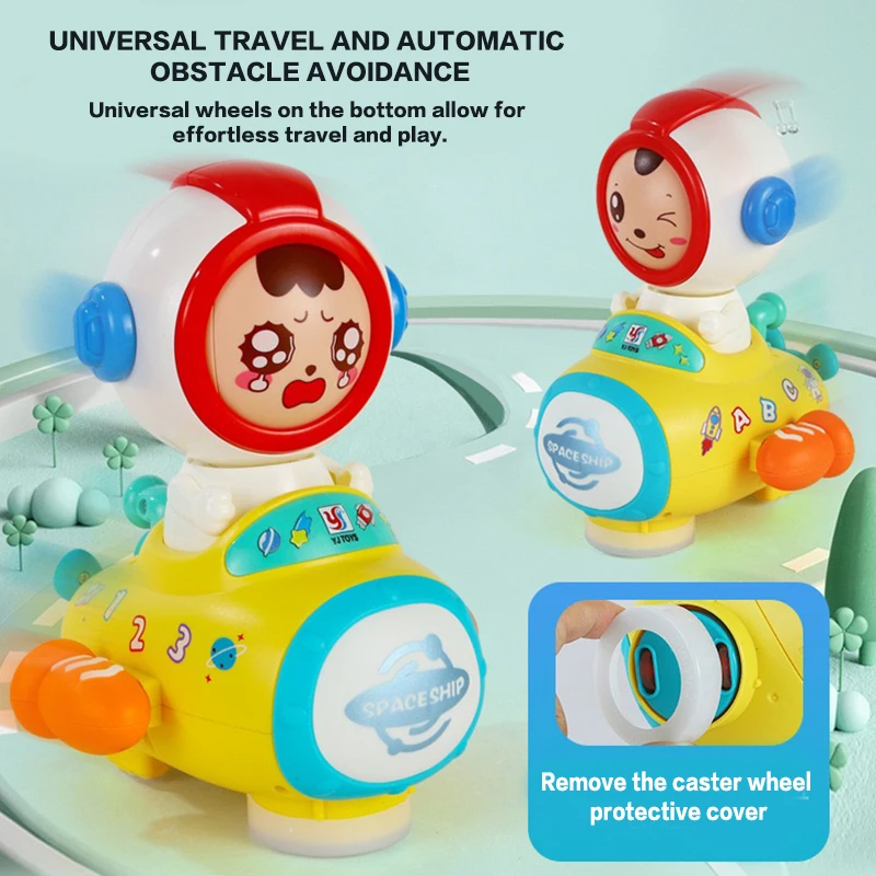 Ruimteschip gezicht veranderende astronaut elektrisch speelgoed met vier automatische gezichtsuitdrukkingen Baby vakantiecadeau