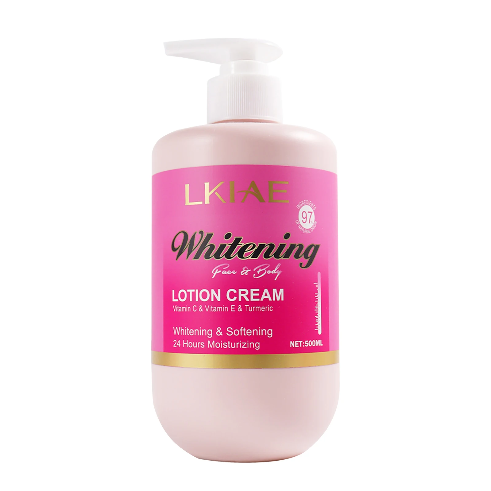 LKIAE Verlichtende Bodylotion, Met Vitamine C, Vitamine E, Kurkuma, Verzachtende Huid, Diepgaande Hydratatie, Snelle Absorptie, 500ml