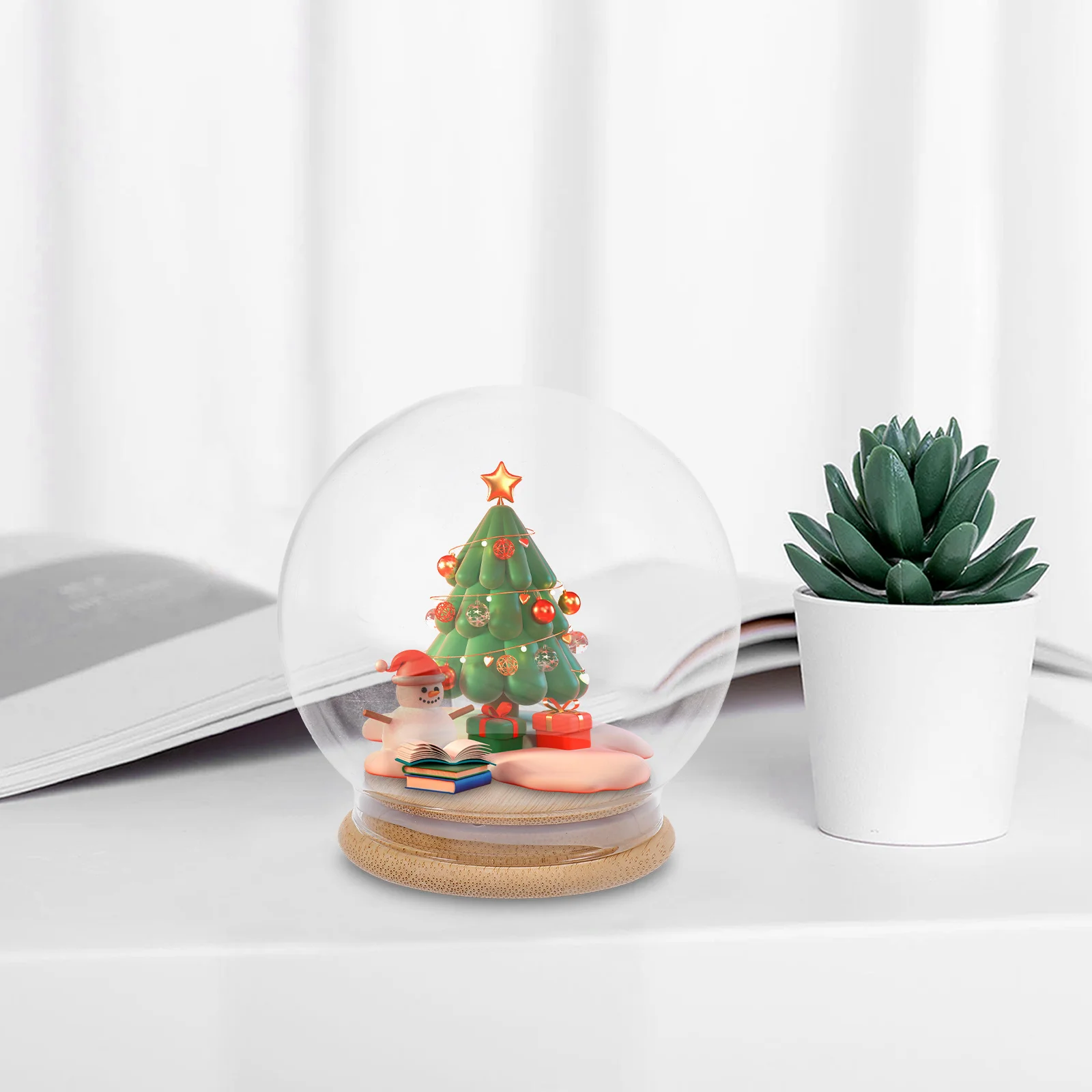 

Snow Globe Eternal Flower Glass Dome DIY Craft Display Case Clear Cloche Dome 10Cm Diameter 7Cm Base Transparent Globe