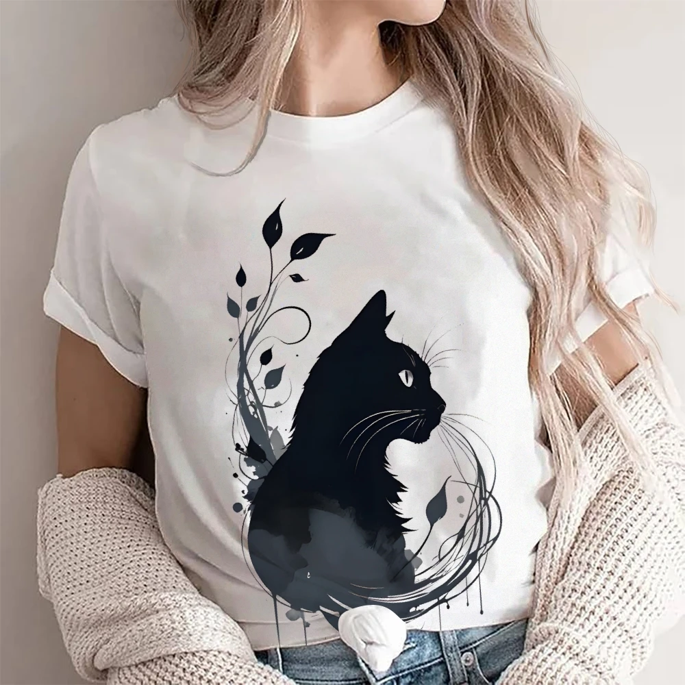 

Hand-Painted Style Cat, Summer 2025 Tee, Y2k Women's T-Shirt, Cute Hand-Painted Bunny,Korean Graphic Style,Oversized Comfort Top