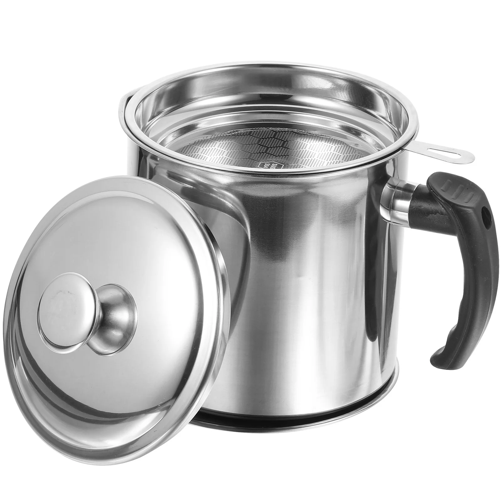 

1 Set Stainless Steel Strainer Pot Large Capacity Kitchen Grease Container Oil Storage Filtering Cooking Bacon Grease Can Oil
