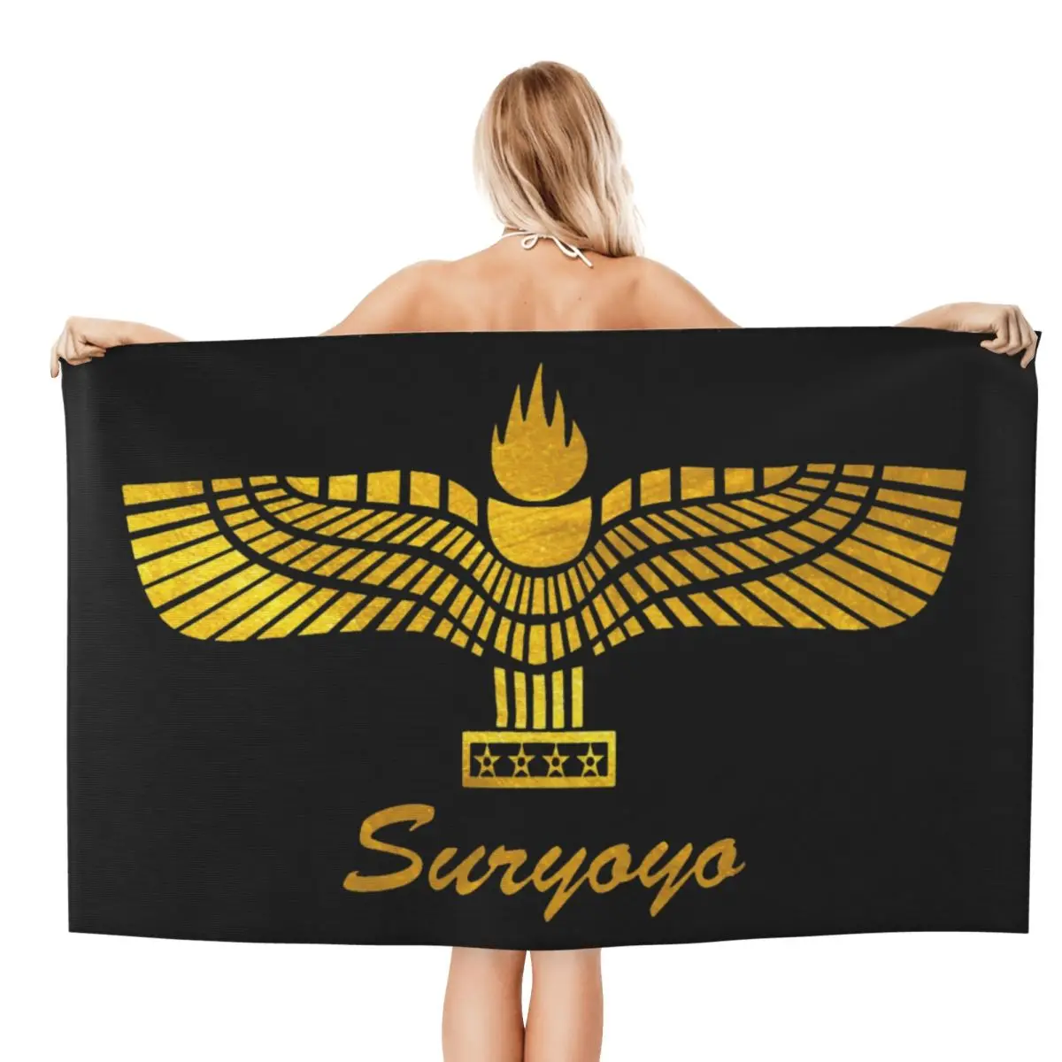 Customized Aramean Suryoyo Flag Beach Towel Quick Dry Assyria Super Soft Microfiber Bath Sauna Towels