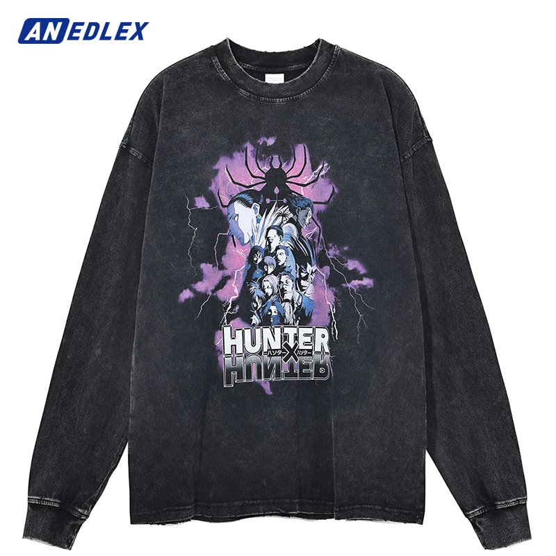 

Hip Hop Streetwear Men T-Shirt Japanese Anime Graphic Print Tshirt Harajuku Cotton Casual Loose Tops Autumn Long Sleeve Tees