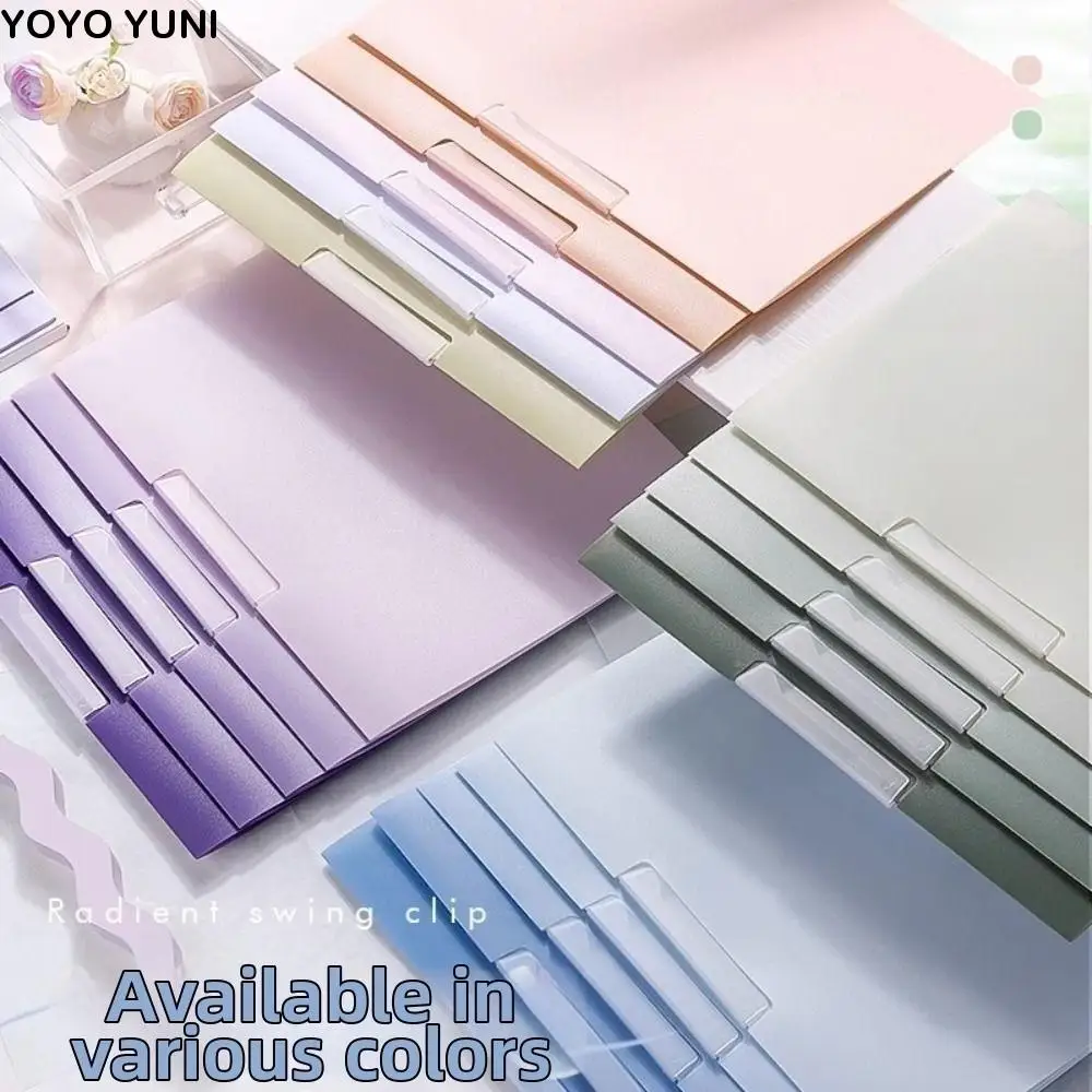 

5 шт., градиентный дизайн, вращающаяся папка с боковым отверстием, пылезащитная, водонепроницаемая, с зажимом для хранения тестовой бумаги, пластик с этикеткой